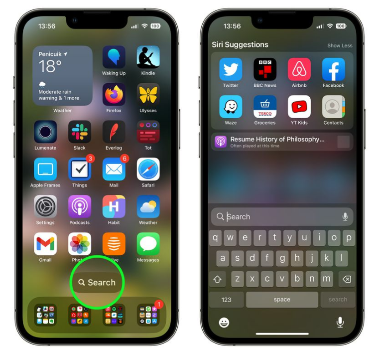 灌阳苹果手机维修分享升级到 iOS 16 后，如何删除主屏幕上的搜索按钮 