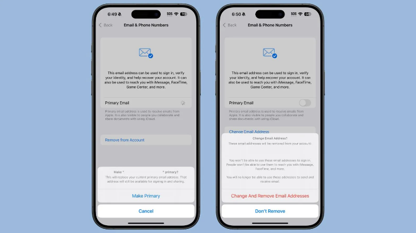 灌阳苹果手机维修分享苹果 iOS 18.1 支持设置“主要”邮箱地址并更改 iCloud 邮箱 